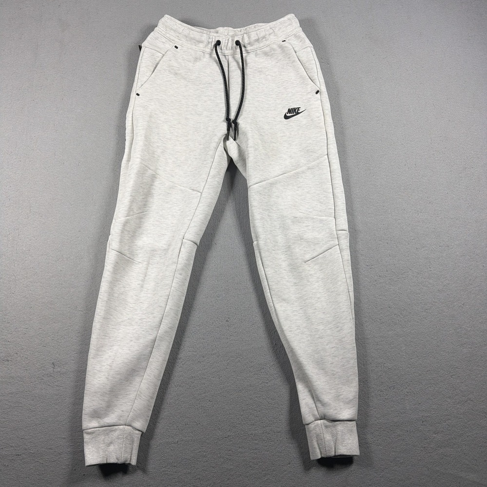Nike Tech Fleece Pants Mens Small Gray Joggers Elastic Waist Zip Pocket Athletic